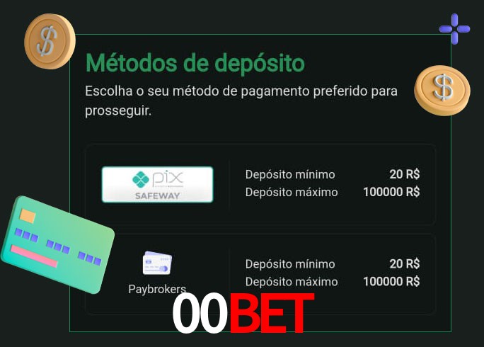 O cassino 00Bet oferece uma grande variedade de métodos de pagamento